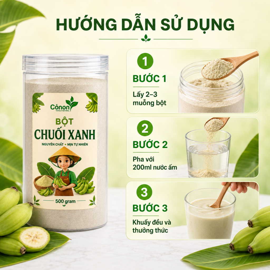 hướng dẫn sử dụng bột chuối xanh 2