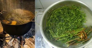 nấu nước tắm mùi già