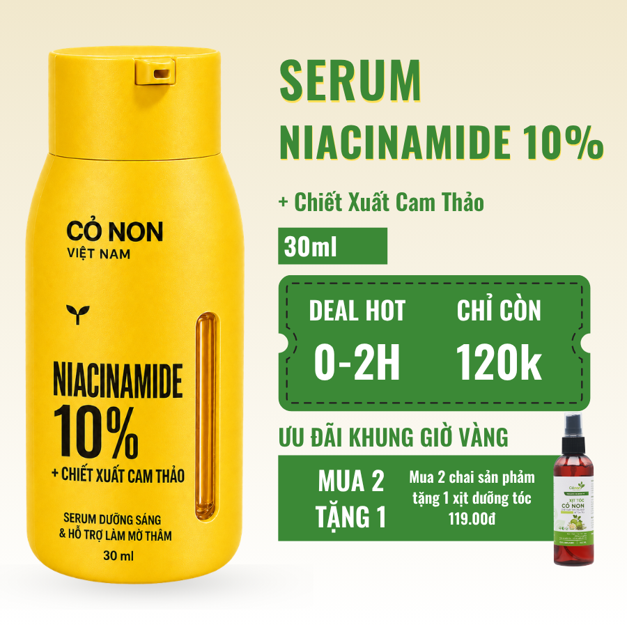 Niacinamide 10% Chiết xuất Cam Thảo Cỏ Non Việt Nam
